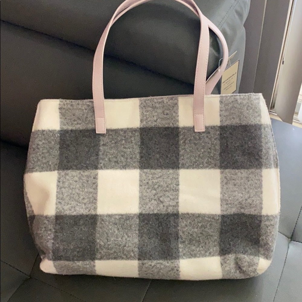Checkered Pink & Gray Tote NWT!